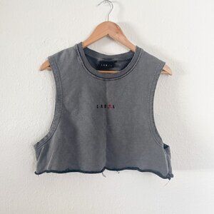 Label Gray sweat grunge raw hem crop top size small